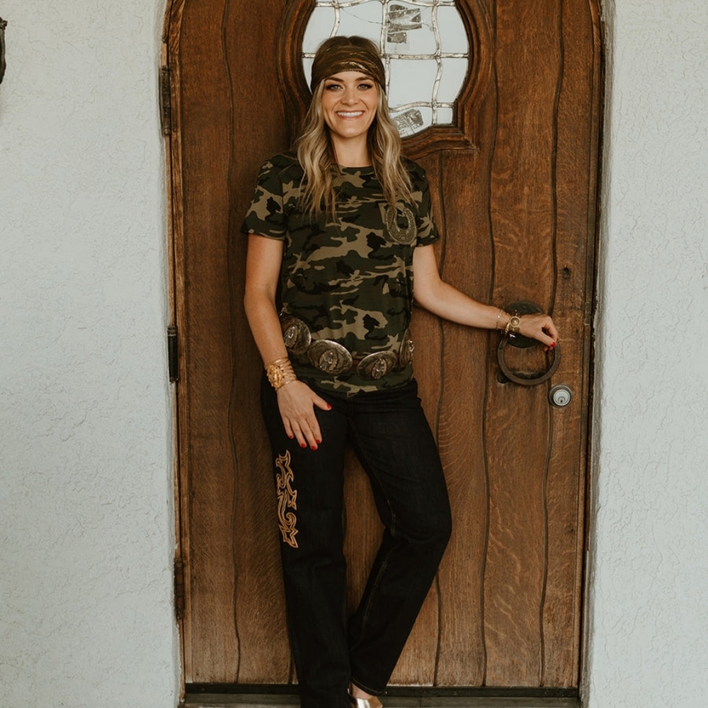 NEW RODEO QUINCY Green Lucky Lizzy Camo Tee - Picture 4 of 4